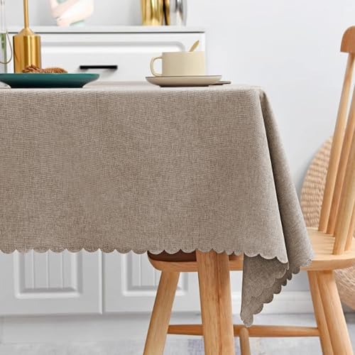 XIEMINLE Rechteckige Tischdecke für Familientreffen, Picknick, Essen, Baumwollleinen, einfarbige Tischdecke, 2–6 Sitze, knitterfreie Tischdecke, Tischdekoration (180 x 140 cm, Kaffee1) von XIEMINLE
