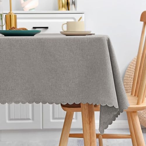 XIEMINLE Rechteckige Tischdecke für Familientreffen, Picknick, Essen, Baumwollleinen, einfarbige Tischdecke, 2–6 Sitze, knitterfreie Tischdecke, Tischdekoration (200 x 140 cm, Grau 1) von XIEMINLE