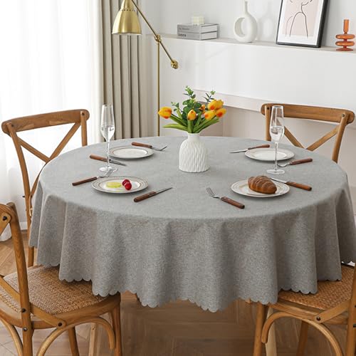 XIEMINLE Runde Tischdecke, rund, Esstischdecken, waschbar, auslaufsicher, schmutzabweisend, einfarbig, Tischdecke für Familienfeiern, Partys, Küche, Bauernhaus (2 Stück, 180 x 180 cm, Grau 1) von XIEMINLE
