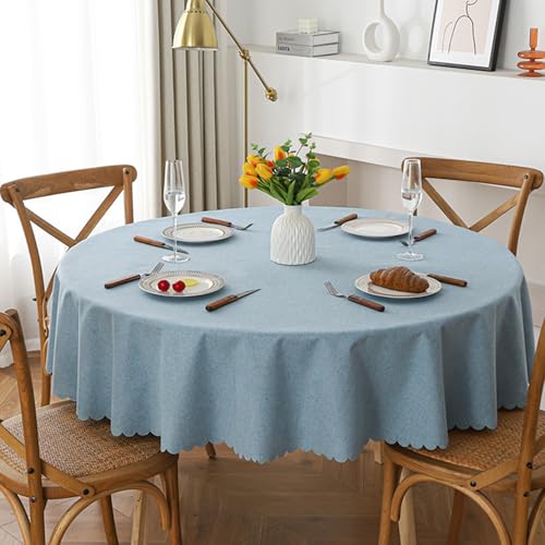 XIEMINLE Runde Tischdecke, rund, Esstischdecken, waschbar, auslaufsicher, schmutzabweisend, einfarbig, Tischdecke für Familienfeiern, Partys, Küche, Bauernhaus (2 Stück, 200 x 200 cm, Blau 1) von XIEMINLE