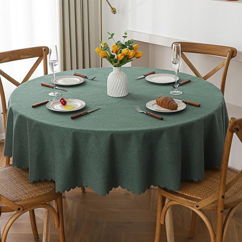 XIEMINLE Runde Tischdecke, rund, Esstischdecken, waschbar, auslaufsicher, schmutzabweisend, einfarbig, Tischdecke für Familienfeiern, Partys, Küche, Bauernhaus (2 Stück, 200 x 200 cm, Grün) von XIEMINLE