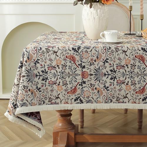 XIEMINLE Tischdecken, rechteckig, waschbar, schmutzabweisend, Polyestergewebe, Anti-Falten-Tischdecken, Tischdecke für Esszimmer, Familienfeiern (140 x 140 cm, Stil 8) von XIEMINLE