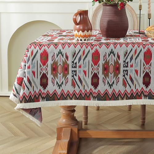 XIEMINLE Tischdecken, rechteckig, waschbar, schmutzabweisend, Polyestergewebe, Anti-Falten-Tischdecken, Tischdecke für Esszimmer, Familienfeiern (220 x 140 cm, Stil 10) von XIEMINLE