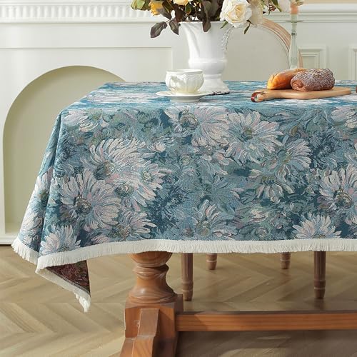 XIEMINLE Tischdecken, rechteckig, waschbar, schmutzabweisend, Polyestergewebe, Anti-Falten-Tischdecken, Tischdecke für Esszimmer, Familienfeiern (220 x 140 cm, Stil 2) von XIEMINLE