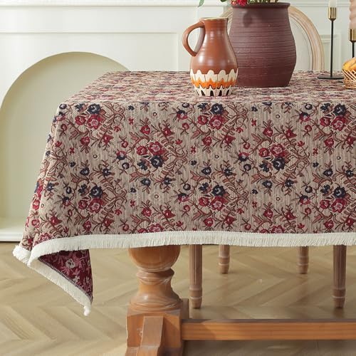 XIEMINLE Tischdecken, rechteckig, waschbar, schmutzabweisend, Polyestergewebe, Anti-Falten-Tischdecken, Tischdecke für Esszimmer, Familienfeiern (220 x 140 cm, Stil 6) von XIEMINLE