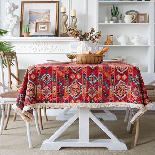 XIEMINLE Tischdecken, rechteckig, waschbar, schmutzabweisend, Polyestergewebe, Anti-Falten-Tischdecken, Tischdecke für Esszimmer, Familienfeiern (260 x 140 cm, Stil 11) von XIEMINLE