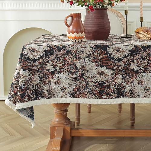 XIEMINLE Tischdecken, rechteckig, waschbar, schmutzabweisend, Polyestergewebe, Anti-Falten-Tischdecken, Tischdecke für Esszimmer, Familienfeiern (260 x 140 cm, Stil 5) von XIEMINLE