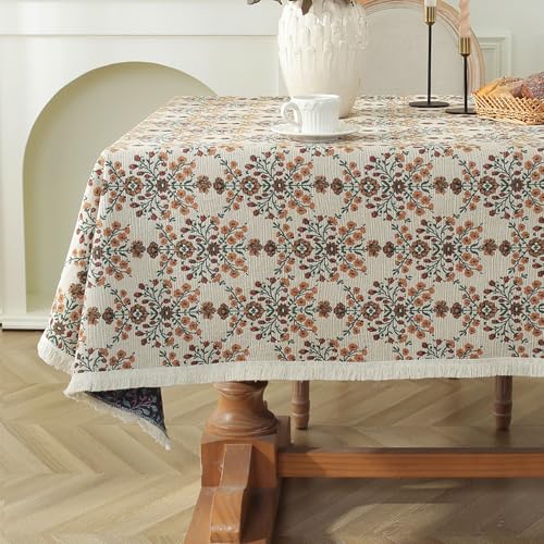 XIEMINLE Tischdecken, rechteckig, waschbar, schmutzabweisend, Polyestergewebe, Anti-Falten-Tischdecken, Tischdecke für Esszimmer, Familienfeiern (260 x 140 cm, Stil 7) von XIEMINLE