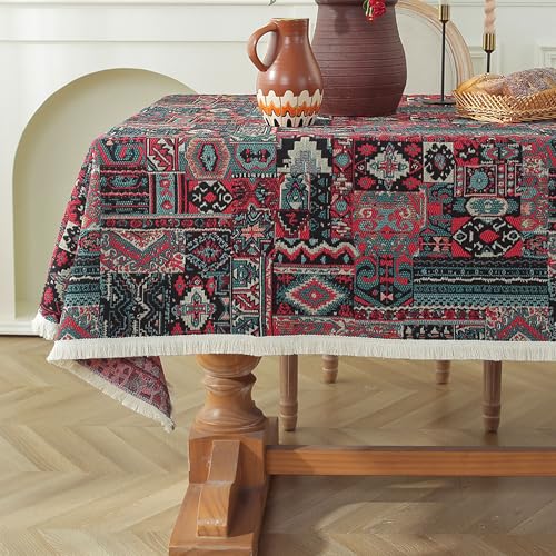 XIEMINLE Tischdecken, rechteckig, waschbar, schmutzabweisend, Polyestergewebe, Anti-Falten-Tischdecken, Tischdecke für Esszimmer, Familienfeiern (260 x 140 cm, Stil 9) von XIEMINLE