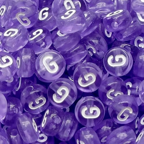 Buchstabenperlen, 4 x 7 mm, Acryl, bunt, transparent, Buchstabe G, für Schmuckherstellung, Armband, 200 Stück von XIENBAOFU