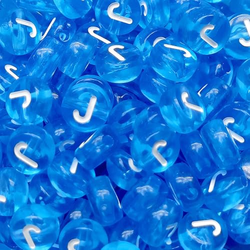 Buchstabenperlen, 4 x 7 mm, Acryl, bunt, transparent, Buchstabe J, für Schmuckherstellung, Armband, 200 Stück von XIENBAOFU
