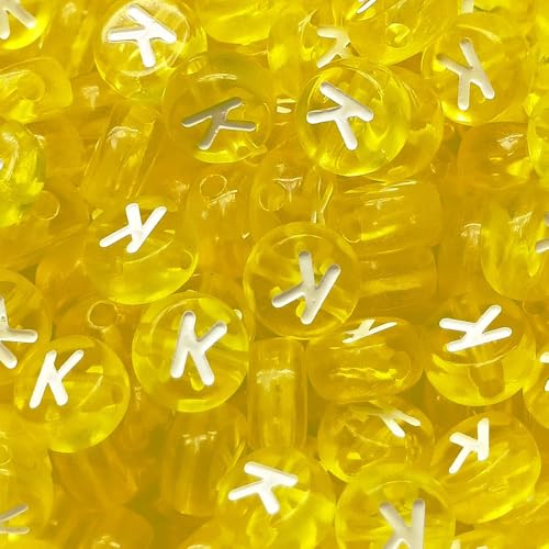 Buchstabenperlen, 4 x 7 mm, Acryl, bunt, transparent, Buchstabe K, für Schmuckherstellung, Armband, 200 Stück von XIENBAOFU