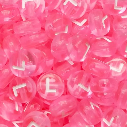 Buchstabenperlen, 4 x 7 mm, Acryl, bunt, transparent, Buchstabe L, für Schmuckherstellung, Armband, 200 Stück von XIENBAOFU