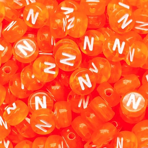 Buchstabenperlen, 4 x 7 mm, Acryl, bunt, transparent, Buchstabe N, für Schmuckherstellung, Armband, 200 Stück von XIENBAOFU