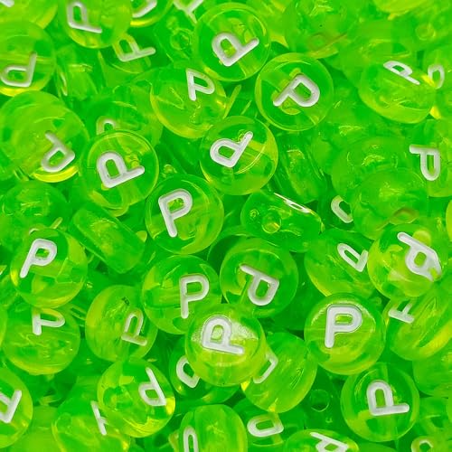Buchstabenperlen, 4 x 7 mm, Acryl, bunt, transparent, Buchstabe P, für Schmuckherstellung, Armband, 200 Stück von XIENBAOFU