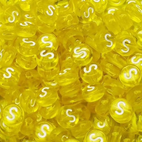 Buchstabenperlen, 4 x 7 mm, Acryl, bunt, transparent, Buchstabe S, für Schmuckherstellung, Armband, 200 Stück von XIENBAOFU