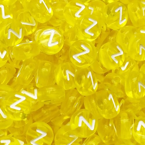 Buchstabenperlen, 4 x 7 mm, Acryl, bunt, transparent, Buchstabe Z, für Schmuckherstellung, Armband, 200 Stück von XIENBAOFU