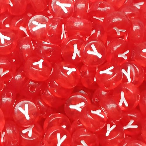 Buchstabenperlen, 4 x 7 mm, Acryl, bunt, transparent, Buchstaben-Y-Perlen für Schmuckherstellung, Armband, 200 Stück von XIENBAOFU