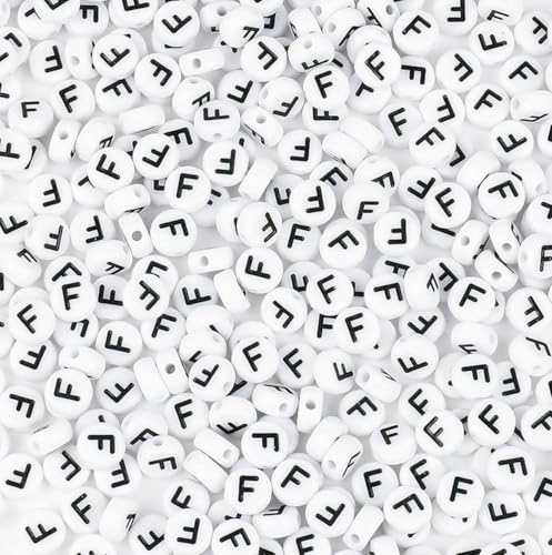Buchstabenperlen, Acryl, Alphabet-Perlen, weiß, rund, Buchstabe F, für Schmuck, Armband, Halskette, Freundschaft, 4 x 7 mm, 300 Stück Buchstabenperlen, Acryl, Alphabet-Perlen, weiß, rund, Buchstabe F, für Schmuck, Armband, Halskette, Freundschaft, 4 x 7 mm, 300 Stück von XIENBAOFU