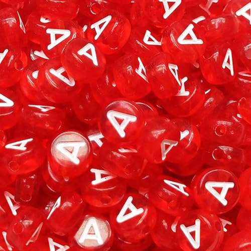 Buchstabenperlen, Acryl, bunt, transparent, Buchstabe A, für Schmuckherstellung, Armband, 4 x 7 mm, 200 Stück von XIENBAOFU
