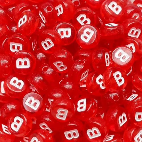Buchstabenperlen, Acryl, bunt, transparent, Buchstabe B, für Schmuckherstellung, Armband, 4 x 7 mm, 200 Stück von XIENBAOFU