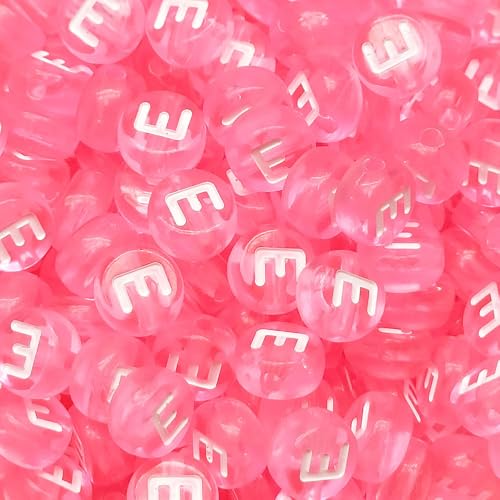 Buchstabenperlen, Acryl, bunt, transparent, Buchstabe E, für Schmuckherstellung, Armband, 4 x 7 mm, 200 Stück von XIENBAOFU