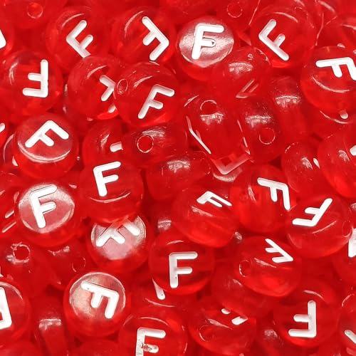 Buchstabenperlen, Acryl, bunt, transparent, Buchstabe F, 4 x 7 mm, für Schmuckherstellung, Armband, 200 Stück von XIENBAOFU