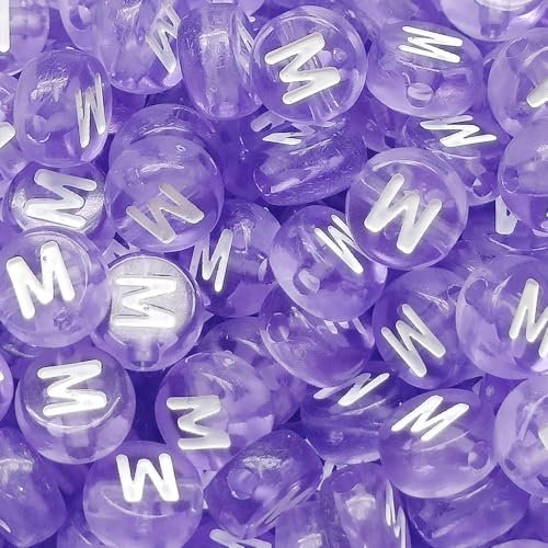 Buchstabenperlen, Acryl, bunt, transparent, Buchstabe M, für Schmuckherstellung, Armband, 4 x 7 mm, 200 Stück von XIENBAOFU