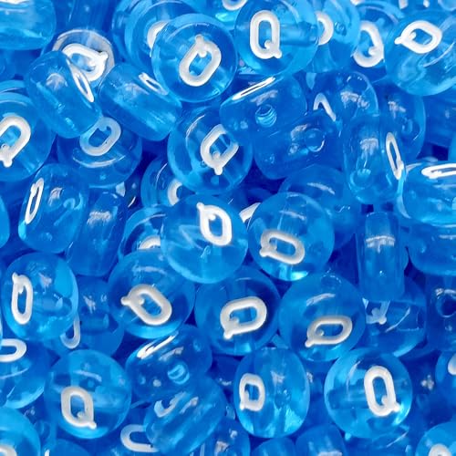 Buchstabenperlen, Acryl, bunt, transparent, Buchstabe Q, 4 x 7 mm, für Schmuckherstellung, Armband, 200 Stück von XIENBAOFU