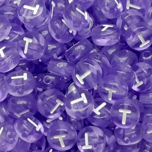 Buchstabenperlen, Acryl, bunt, transparent, Buchstabe T, für Schmuckherstellung, Armband, 4 x 7 mm, 200 Stück von XIENBAOFU