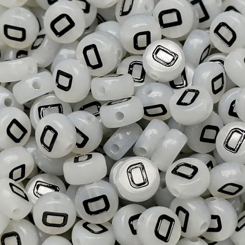 Leuchtbuchstaben-Perlen, 4 x 7 mm, Acryl, leuchtet im Dunkeln, Buchstabe D, für Schmuckherstellung, Armband, 200 Stück von XIENBAOFU