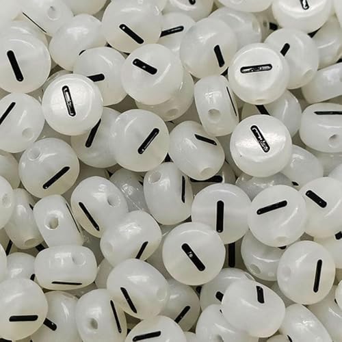 Leuchtbuchstaben-Perlen, 4 x 7 mm, Acryl, leuchtet im Dunkeln, Vokal-Buchstabe I, für Schmuckherstellung, Armband, 200 Stück von XIENBAOFU