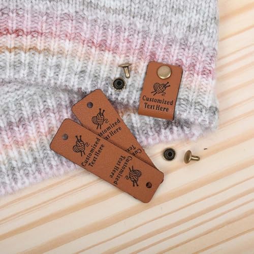 Individuelle Namensetiketten, individuelle Leder-Etiketten, Stricketiketten, Anhänger für Stricker, Handarbeit, Geschenk für Stricker (quadratisch, 10 Stück) von XIESHANG