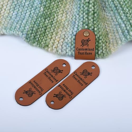 Individuelle Namensetiketten, individuelle Leder-Etiketten, Stricketiketten, Anhänger für Stricker, Handarbeit, Geschenk für Stricker (rund, 20 Stück) von XIESHANG