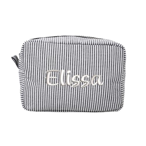Kosmetiktasche, Monogramm-Kulturbeutel, Brautgeschenk, personalisierbar, Brautjungfer, Make-up-Tasche, Kosmetiktasche, Schwarz von XIESHANG