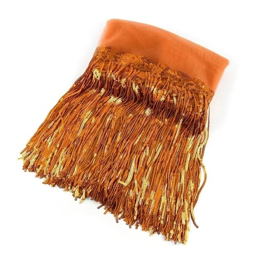 XIEweiZHI 1/2/4Yard 20cm Pailletten Quaste Spitze Trim Glitter Fringe Band DIY Handgemachte Dance Performance Kleidung Dekoration Material für Kleidung DIY(16OrangeYellow,1Yard) von XIEweiZHI