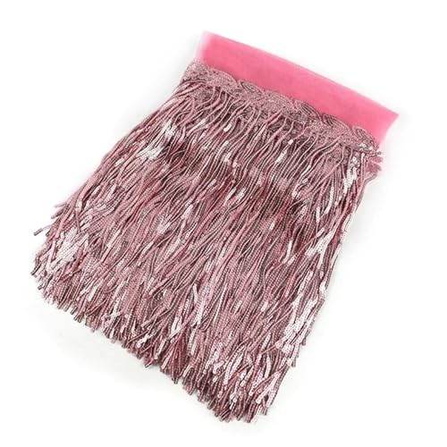 XIEweiZHI 1/2/5 Yards 10/18 cm Pailletten-Quasten-Spitzenbesatz, Fransenbesatzband for Kleidung, Kleid, Dekoration, DIY-Nähzubehör für Kleidung DIY(11Pink,18cm-5Yards) von XIEweiZHI