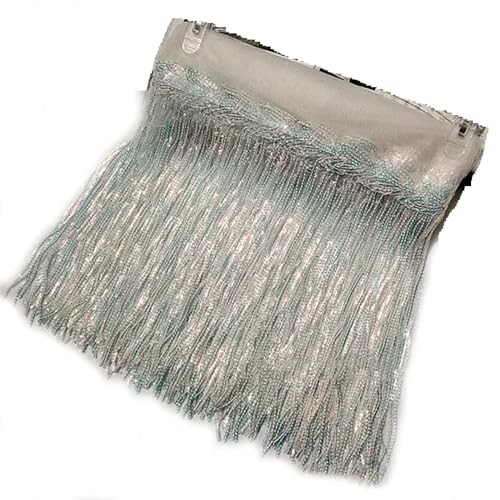 XIEweiZHI 1/2/5 Yards 10/18 cm Pailletten-Quasten-Spitzenbesatz, Fransenbesatzband for Kleidung, Kleid, Dekoration, DIY-Nähzubehör für Kleidung DIY(20WhiteColored,18cm-5Yards) von XIEweiZHI