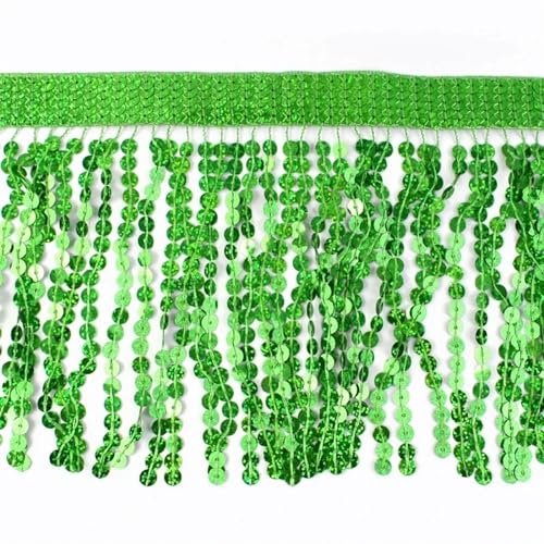 XIEweiZHI 1/2M 16cm Pailletten Quaste Spitze for Nähen Kleidung Hochzeit Kleid Fringe Band Vorhang Dekorative Bänder DIY Bekleidungs ​​Zubehör für Kleidung DIY(DarkGreen,16cm-1Meter) von XIEweiZHI