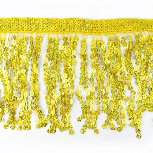 XIEweiZHI 1/2M 16cm Pailletten Quaste Spitze for Nähen Kleidung Hochzeit Kleid Fringe Band Vorhang Dekorative Bänder DIY Bekleidungs ​​Zubehör für Kleidung DIY(Gold,16cm-2Meters) von XIEweiZHI