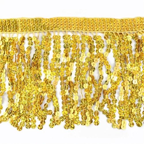 XIEweiZHI 1/2M 16cm Pailletten Quaste Spitze for Nähen Kleidung Hochzeit Kleid Fringe Band Vorhang Dekorative Bänder DIY Bekleidungs ​​Zubehör für Kleidung DIY(Orange,16cm-1Meter) von XIEweiZHI
