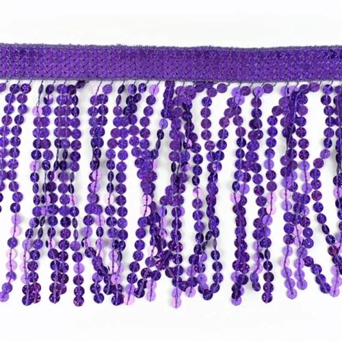 XIEweiZHI 1/2M 16cm Pailletten Quaste Spitze for Nähen Kleidung Hochzeit Kleid Fringe Band Vorhang Dekorative Bänder DIY Bekleidungs ​​Zubehör für Kleidung DIY(Purple,16cm-2Meters) von XIEweiZHI
