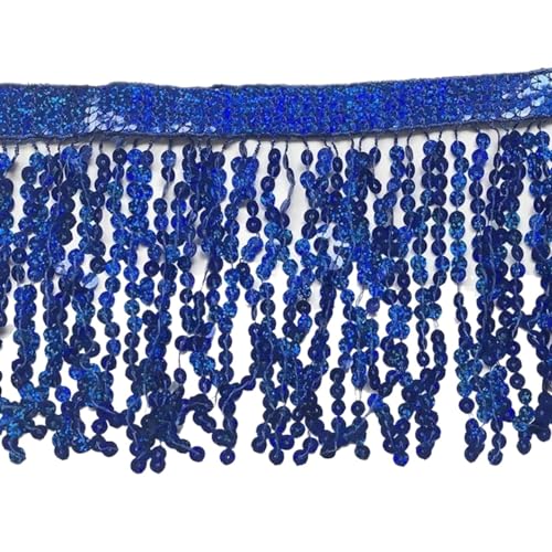 XIEweiZHI 1/2M 16cm Pailletten Quaste Spitze for Nähen Kleidung Hochzeit Kleid Fringe Band Vorhang Dekorative Bänder DIY Bekleidungs ​​Zubehör für Kleidung DIY(Royalblue,16cm-2Meters) von XIEweiZHI