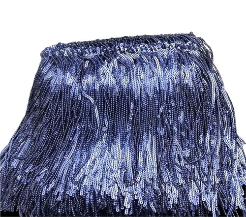 XIEweiZHI 1–5 Yards 17 cm Glitzer-Pailletten-Fransen-Quasten-Spitzenbesatz for lateinamerikanische Tänze, Hochzeitskleider, Kleidung, Bastelarbeiten für Kleidung DIY(Blue,4yards) von XIEweiZHI