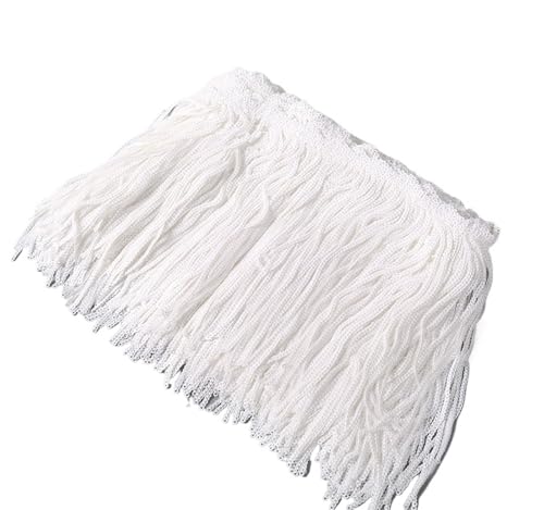 XIEweiZHI 1–5 Yards 17 cm Glitzer-Pailletten-Fransen-Quasten-Spitzenbesatz for lateinamerikanische Tänze, Hochzeitskleider, Kleidung, Bastelarbeiten für Kleidung DIY(White,2yards) von XIEweiZHI