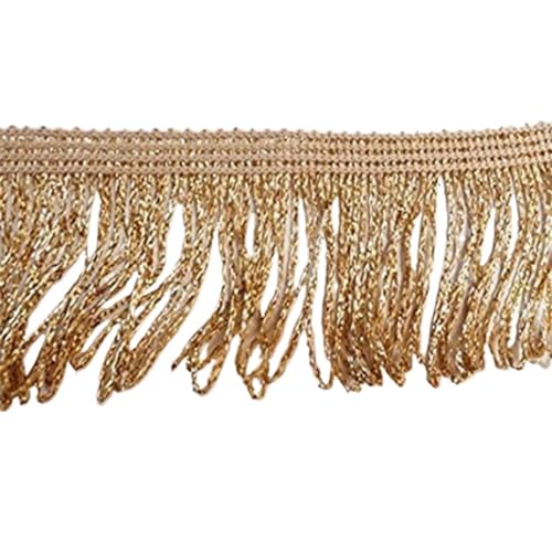 XIEweiZHI 1 Meter/Lot 50 mm breite Fransenborte Quaste Spitze Polyerter Faserquaste for DIY Kleidungszubehör für Kleidung DIY(Gold) von XIEweiZHI