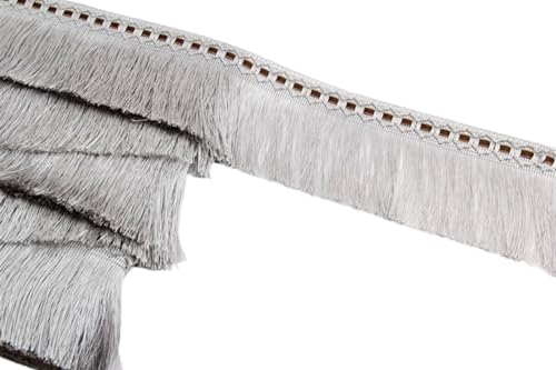 XIEweiZHI 1 Yard 10 cm Vorhang Quaste Spitze Fransen Besatz Geflecht Band Lila Beige Quasten Polsterung DIY Luxus Zubehör Dekoration für Kleidung DIY(10) von XIEweiZHI