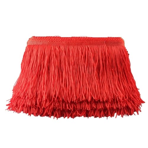 XIEweiZHI 1 Yards/Lot Quaste Spitze Quasten Trim 10 cm/4 Zoll DIY Dekoration Kleid Bühne Leistung Spitze Band für Kleidung DIY(Red) von XIEweiZHI