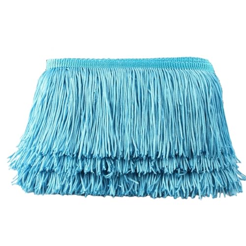 XIEweiZHI 1 Yards/Lot Quaste Spitze Quasten Trim 10 cm/4 Zoll DIY Dekoration Kleid Bühne Leistung Spitze Band für Kleidung DIY(Sky Blue) von XIEweiZHI