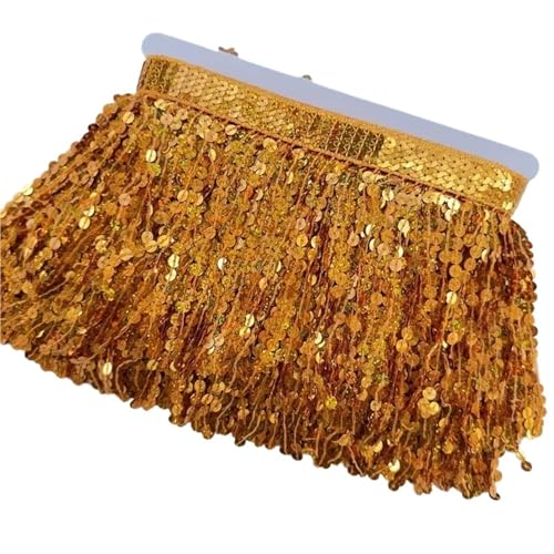 XIEweiZHI 10 Meter Pailletten-Quasten-Fransenbesatz, Spitzenband, Kleid, 15 cm breit, Kleidung, Dekoration, Zubehör, DIY, Bekleidung, Nähzubehör für Kleidung DIY(Orange) von XIEweiZHI